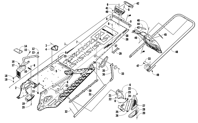 Parts Diagram for Arctic Cat 2012 M 800 SNO PRO 162 SNOWMOBILE TUNNEL, REAR BUMPER, AND SNOWFLAP ASSEMBLY