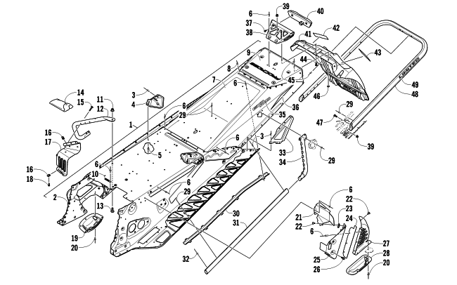 Parts Diagram for Arctic Cat 2012 F 800 SNO PRO LTD SNOWMOBILE TUNNEL, REAR BUMPER, AND SNOWFLAP ASSEMBLY
