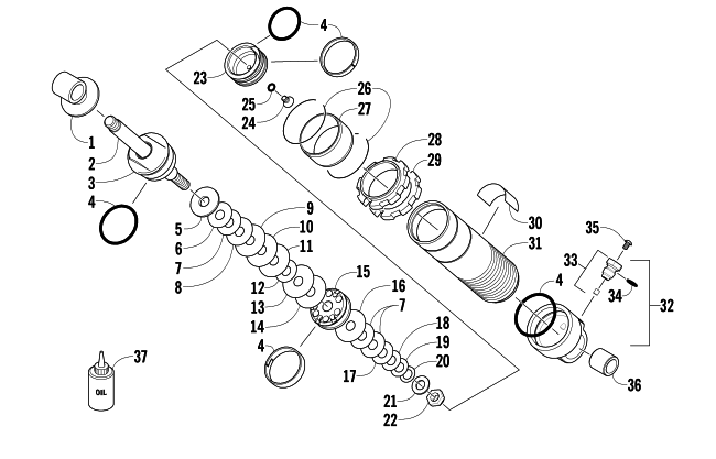 Parts Diagram for Arctic Cat 2013 M 1100 TURBO HCR SNOWMOBILE REAR SUSPENSION FRONT ARM SHOCK ABSORBER
