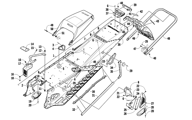 Parts Diagram for Arctic Cat 2012 XF 800 LXR SNOWMOBILE TUNNEL, REAR BUMPER, AND SNOWFLAP ASSEMBLY