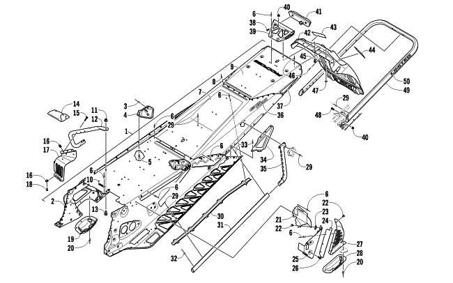 Parts Diagram for Arctic Cat 2012 XF 800 SNO PRO LTD SNOWMOBILE TUNNEL, REAR BUMPER, AND SNOWFLAP ASSEMBLY