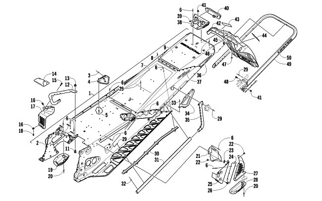 Parts Diagram for Arctic Cat 2012 XF 1100 SNO PRO LTD SNOWMOBILE TUNNEL, REAR BUMPER, AND SNOWFLAP ASSEMBLY