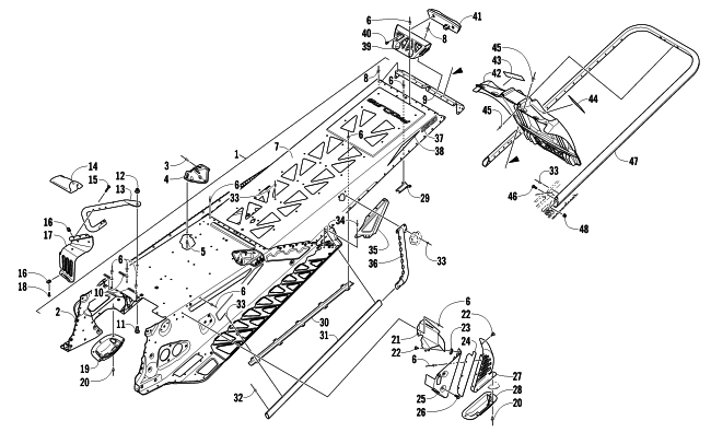 Parts Diagram for Arctic Cat 2012 M 1100 153 SNOWMOBILE TUNNEL, REAR BUMPER, AND SNOWFLAP ASSEMBLY