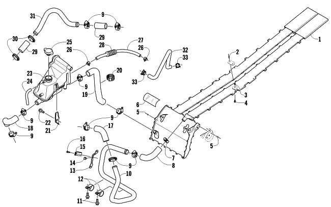 Parts Diagram for Arctic Cat 2012 M 1100 SNO PRO ANNIVERSARY 153 SNOWMOBILE COOLING ASSEMBLY