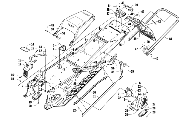 Parts Diagram for Arctic Cat 2012 XF 1100 LXR SNOWMOBILE TUNNEL, REAR BUMPER, AND SNOWFLAP ASSEMBLY