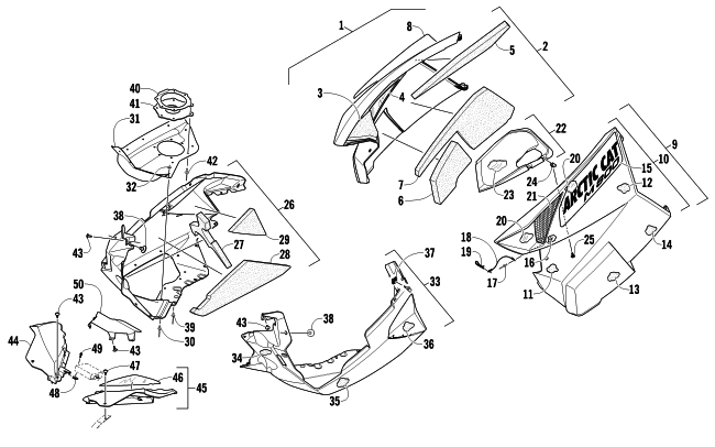 Parts Diagram for Arctic Cat 2012 M 800 SNO PRO LTD 153 SNOWMOBILE SKID PLATE AND SIDE PANEL ASSEMBLY