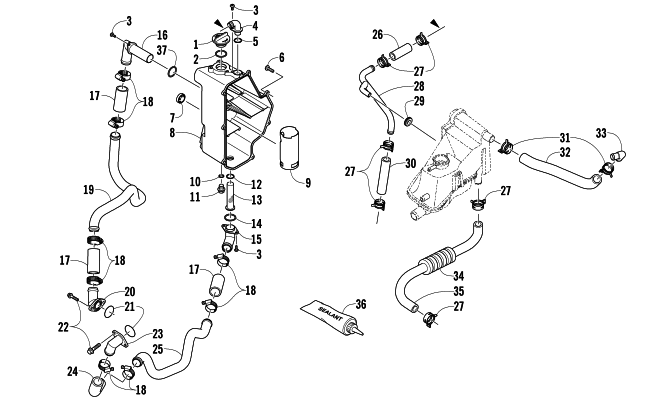 Parts Diagram for Arctic Cat 2012 XF 1100 TURBO SNO PRO ANNIVERSARY SNOWMOBILE OIL TANK ASSEMBLY