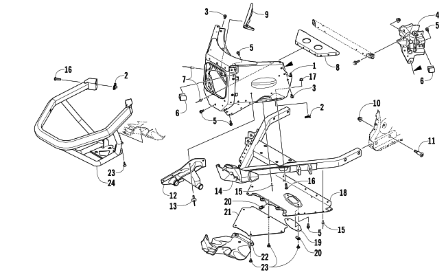 Parts Diagram for Arctic Cat 2012 F 1100 TURBO LXR SNOWMOBILE FRONT BUMPER AND FRAME ASSEMBLY