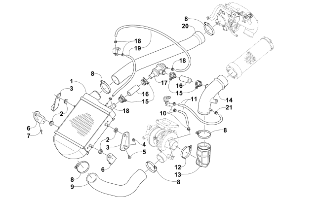 Parts Diagram for Arctic Cat 2013 XF 1100 TURBO SNO PRO HIGH COUNTRY LTD SNOWMOBILE INTERCOOLER ASSEMBLY