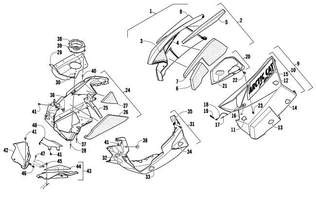 Parts Diagram for Arctic Cat 2012 F 800 SNO PRO LTD SNOWMOBILE SKID PLATE AND SIDE PANEL ASSEMBLY