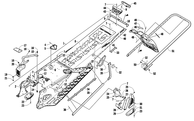 Parts Diagram for Arctic Cat 2012 M 1100 TURBO SNO PRO 162 SNOWMOBILE TUNNEL, REAR BUMPER, AND SNOWFLAP ASSEMBLY