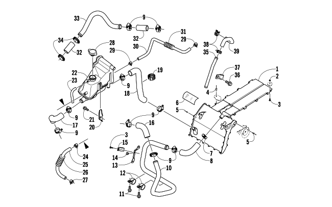 Parts Diagram for Arctic Cat 2012 M 1100 TURBO SNO PRO HCR SNOWMOBILE COOLING ASSEMBLY
