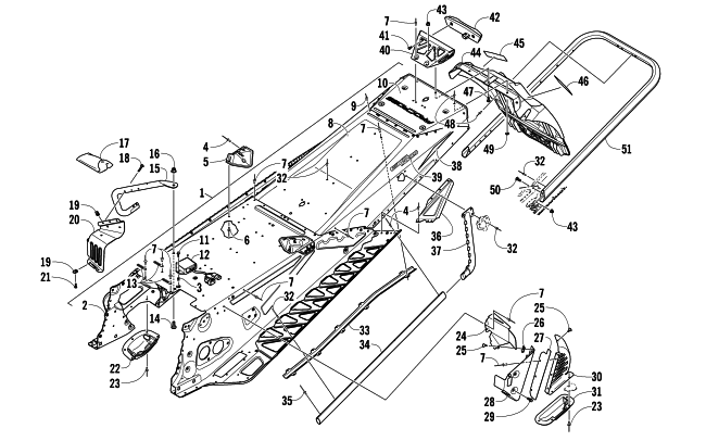 Parts Diagram for Arctic Cat 2012 F 1100 TURBO SNO PRO SNOWMOBILE TUNNEL, REAR BUMPER, AND SNOWFLAP ASSEMBLY