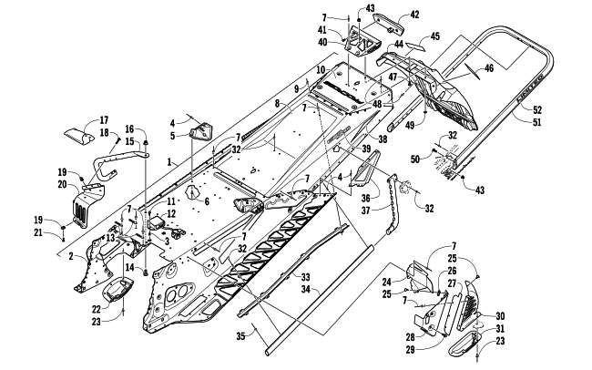 Parts Diagram for Arctic Cat 2012 F 1100 TURBO SNO PRO LTD SNOWMOBILE TUNNEL, REAR BUMPER, AND SNOWFLAP ASSEMBLY