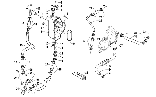 Parts Diagram for Arctic Cat 2012 F 1100 TURBO SNO PRO ANNIVERSARY SNOWMOBILE OIL TANK ASSEMBLY