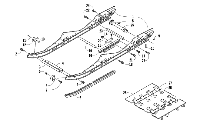 Parts Diagram for Arctic Cat 2012 SNO PRO 600 SNOWMOBILE SLIDE RAIL AND TRACK ASSEMBLY