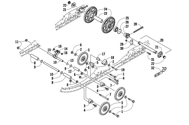 Parts Diagram for Arctic Cat 2012 SNO PRO 600 CROSS COUNTRY SNOWMOBILE IDLER WHEEL ASSEMBLY