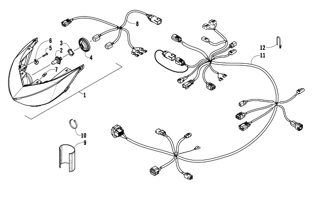 Parts Diagram for Arctic Cat 2012 SNO PRO 600 CROSS COUNTRY SNOWMOBILE HEADLIGHT AND WIRING ASSEMBLY