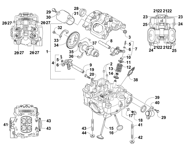 Parts Diagram for Arctic Cat 2013 1000 XT ATV CYLINDER HEAD AND CAMSHAFT/VALVE ASSEMBLY