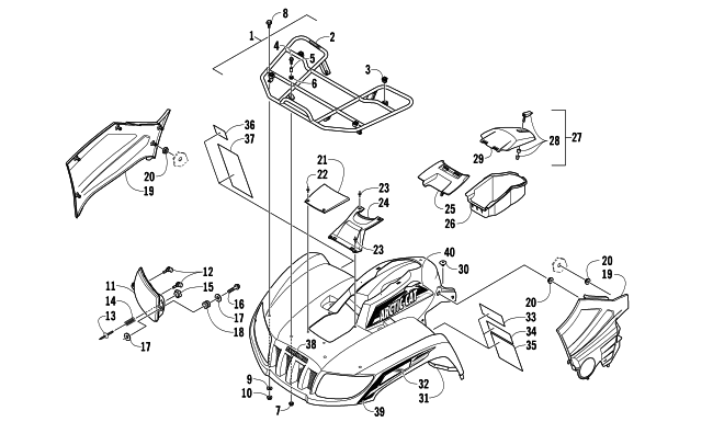 Parts Diagram for Arctic Cat 2012 TRV 1000 CRUISER ATV FRONT RACK, BODY PANEL, AND HEADLIGHT ASSEMBLIES