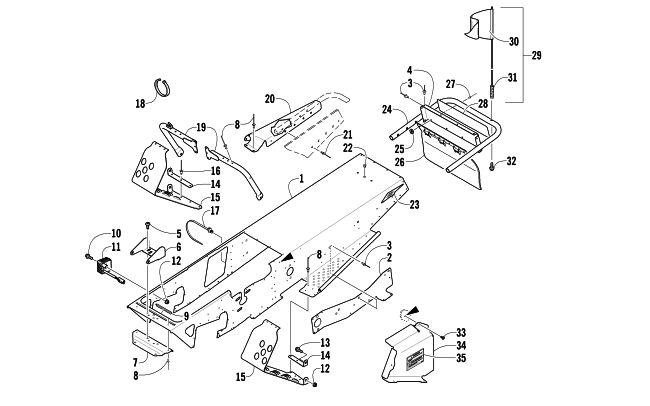 Parts Diagram for Arctic Cat 2013 AC SNO PRO 120 SNOWMOBILE CHASSIS, FOOTREST, AND REAR BUMPER ASSEMBLY