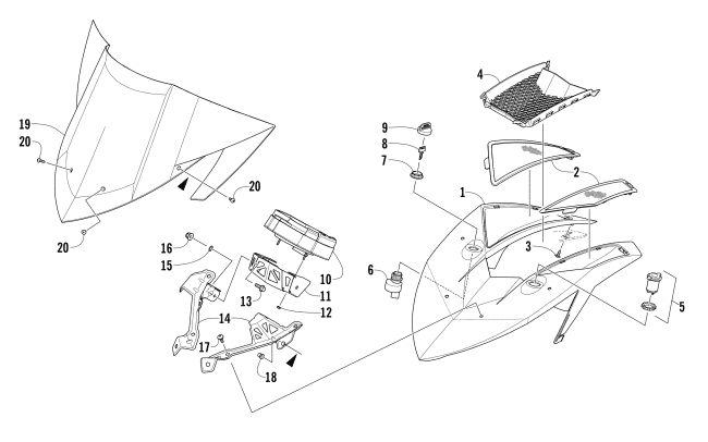 Parts Diagram for Arctic Cat 2015 XF 8000 LXR 137 SNOWMOBILE WINDSHIELD AND INSTRUMENTS ASSEMBLIES