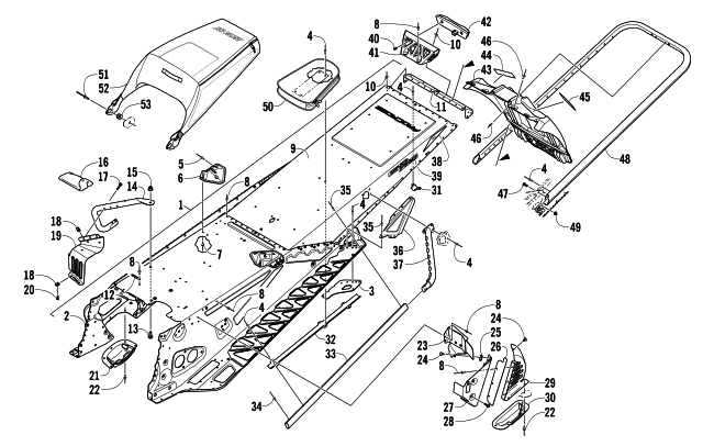 Parts Diagram for Arctic Cat 2013 XF 1100 SNO PRO LTD SNOWMOBILE TUNNEL, REAR BUMPER, AND SNOWFLAP ASSEMBLY