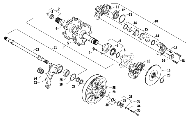 Parts Diagram for Arctic Cat 2012 F 1100 TURBO SNO PRO SNOWMOBILE DRIVE TRAIN SHAFTS AND BRAKE ASSEMBLIES