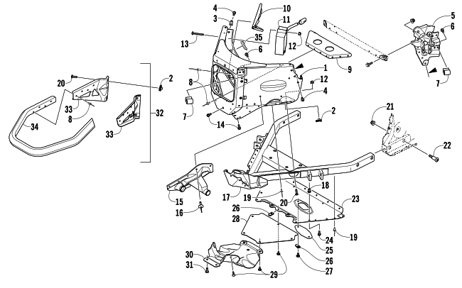Parts Diagram for Arctic Cat 2013 F 1100 SNO PRO LTD SNOWMOBILE FRONT BUMPER AND FRAME ASSEMBLY