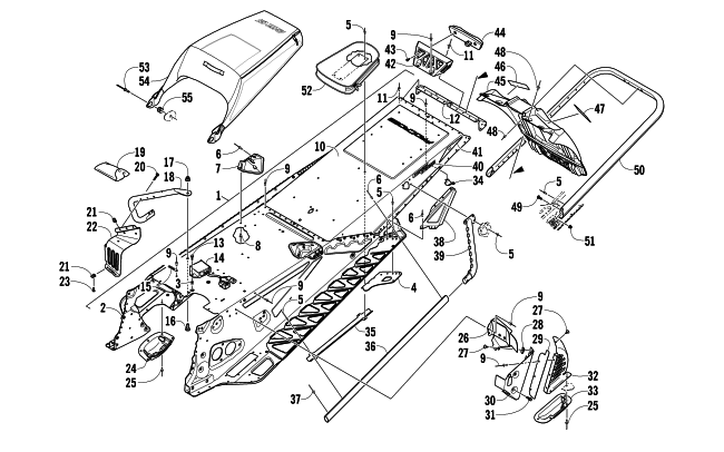 Parts Diagram for Arctic Cat 2013 F 1100 TURBO SNO PRO LTD SNOWMOBILE TUNNEL, REAR BUMPER, AND SNOWFLAP ASSEMBLY