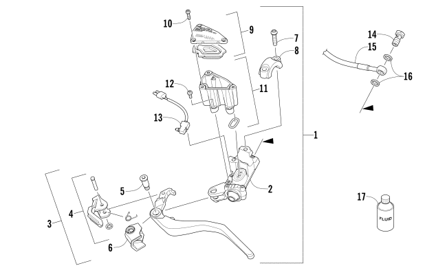 Parts Diagram for Arctic Cat 2016 M 7000 SNO PRO 162 SNOWMOBILE HYDRAULIC BRAKE CONTROL ASSEMBLY