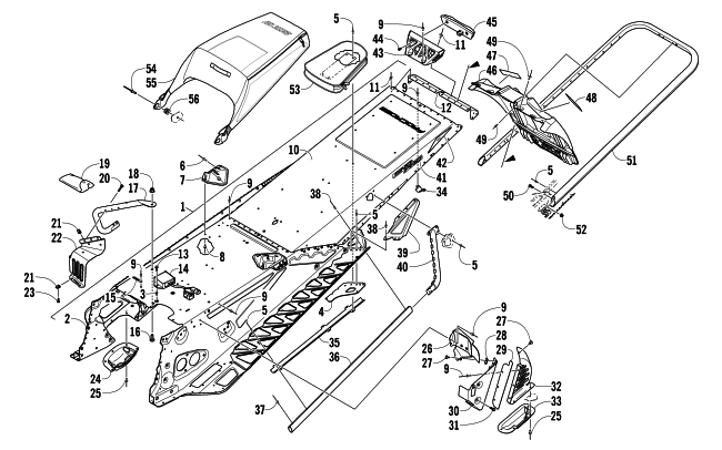 Parts Diagram for Arctic Cat 2013 XF 1100 TURBO SNO PRO LTD SNOWMOBILE TUNNEL, REAR BUMPER, AND SNOWFLAP ASSEMBLY
