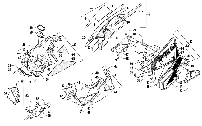 Parts Diagram for Arctic Cat 2013 XF 1100 TURBO SNO PRO LTD SNOWMOBILE SKID PLATE AND SIDE PANEL ASSEMBLY