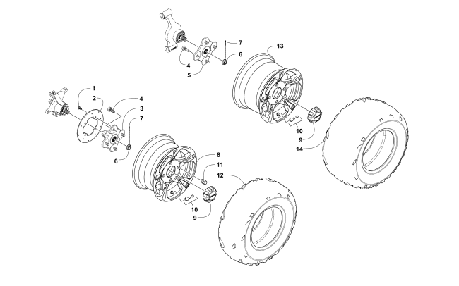 Parts Diagram for Arctic Cat 2014 500 XT ATV WHEEL AND TIRE ASSEMBLY