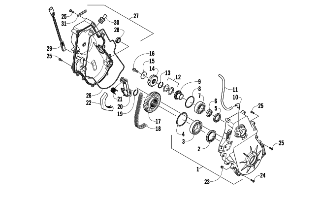 Parts Diagram for Arctic Cat 2012 XF 800 SNO PRO SNOWMOBILE CHAIN CASE ASSEMBLY