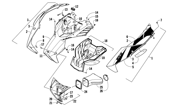 Parts Diagram for Arctic Cat 2013 F 800 SNO PRO SNOWMOBILE HOOD AND AIR INTAKE ASSEMBLY
