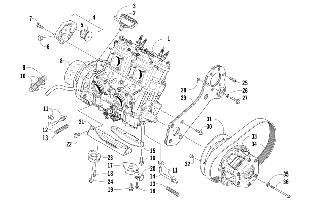 Parts Diagram for Arctic Cat 2013 M 800 SNO PRO LTD 153 SNOWMOBILE ENGINE AND RELATED PARTS