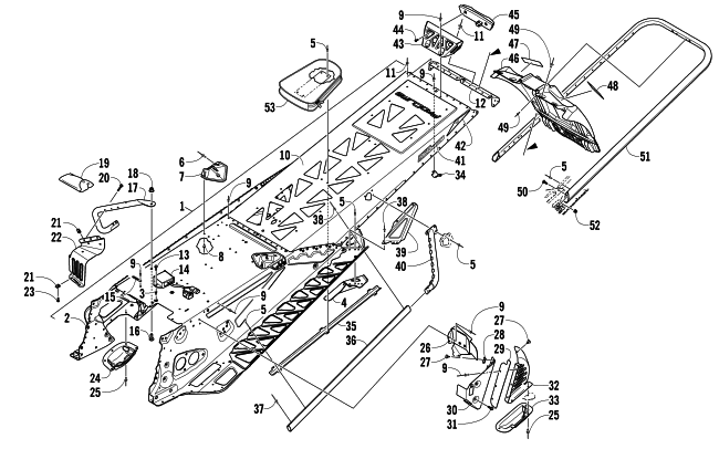 Parts Diagram for Arctic Cat 2013 XF 1100 TURBO SNO PRO HIGH COUNTRY SNOWMOBILE TUNNEL, REAR BUMPER, AND SNOWFLAP ASSEMBLY