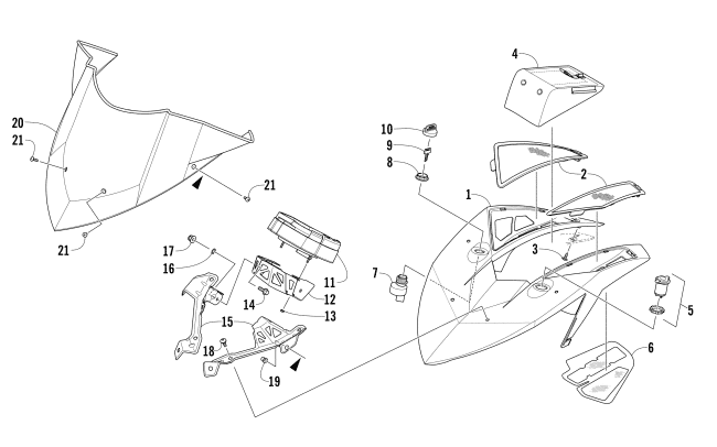 Parts Diagram for Arctic Cat 2017 XF 8000 HIGH COUNTRY LTD ES 153 SNOWMOBILE WINDSHIELD AND INSTRUMENTS ASSEMBLIES