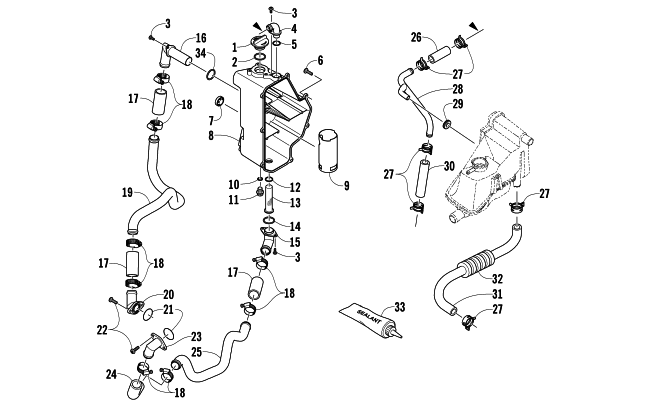 Parts Diagram for Arctic Cat 2013 F 1100 LXR SNOWMOBILE OIL TANK ASSEMBLY
