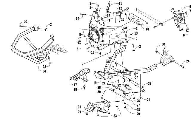 Parts Diagram for Arctic Cat 2013 XF 1100 CROSS-TOUR SNOWMOBILE FRONT BUMPER AND FRAME ASSEMBLY