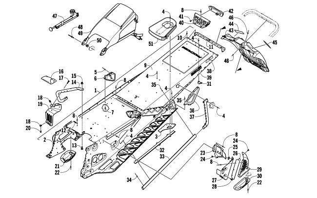 Parts Diagram for Arctic Cat 2013 XF 800 CROSS-TOUR SNOWMOBILE TUNNEL AND SNOWFLAP ASSEMBLY
