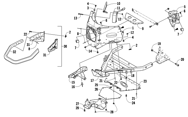 Parts Diagram for Arctic Cat 2013 XF 800 SNO PRO SNOWMOBILE FRONT BUMPER AND FRAME ASSEMBLY