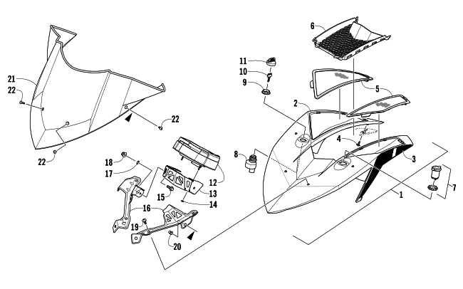 Parts Diagram for Arctic Cat 2013 F 1100 TURBO SNO PRO SNOWMOBILE WINDSHIELD AND INSTRUMENTS ASSEMBLIES
