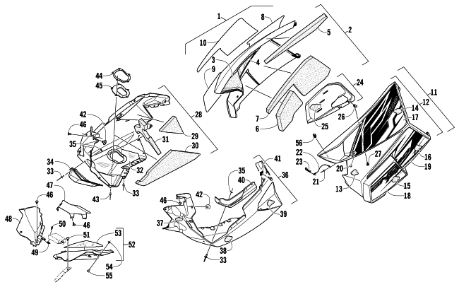 Parts Diagram for Arctic Cat 2013 F 800 SNO PRO SNOWMOBILE SKID PLATE AND SIDE PANEL ASSEMBLY