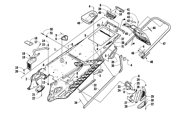 Parts Diagram for Arctic Cat 2013 F 1100 SNO PRO SNOWMOBILE TUNNEL, REAR BUMPER, AND SNOWFLAP ASSEMBLY