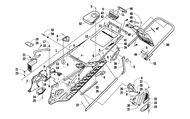 Parts Diagram for Arctic Cat 2013 F 1100 TURBO SNO PRO SNOWMOBILE TUNNEL, REAR BUMPER, AND SNOWFLAP ASSEMBLY