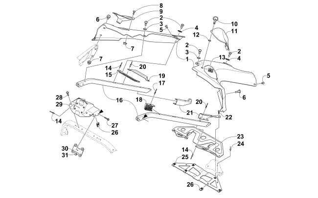 Parts Diagram for Arctic Cat 2013 BEARCAT 570 SNOWMOBILE SEAT SUPPORT ASSEMBLY