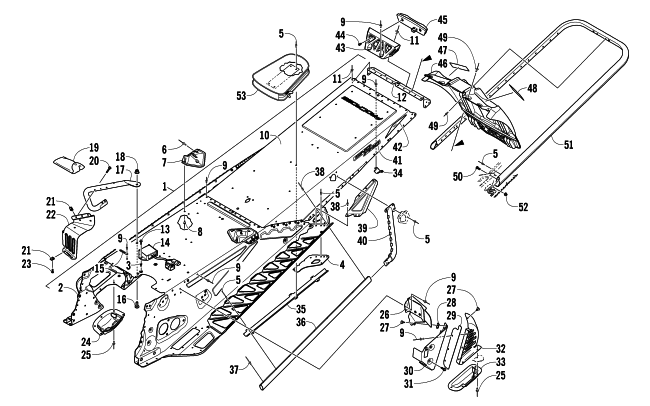 Parts Diagram for Arctic Cat 2013 XF 1100 TURBO SNO PRO SNOWMOBILE TUNNEL, REAR BUMPER, AND SNOWFLAP ASSEMBLY
