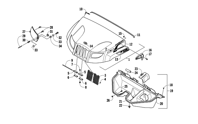Parts Diagram for Arctic Cat 2013 PROWLER 1000 XTZ ATV HOOD AND HEADLIGHT ASSEMBLY